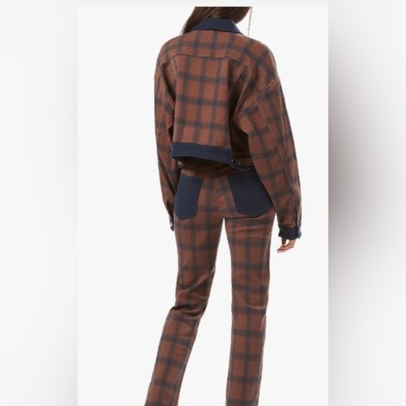 WeWoreWhat modern plaid stretch twill colorblock denim jacket size medium new - Picture 14 of 17